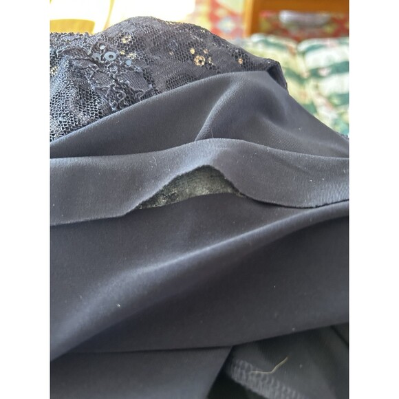 Lauren Ralph Lauren Dress Women's 14 Navy Lace Sequin Drape Neck Dark Romantic - Picture 8 of 8